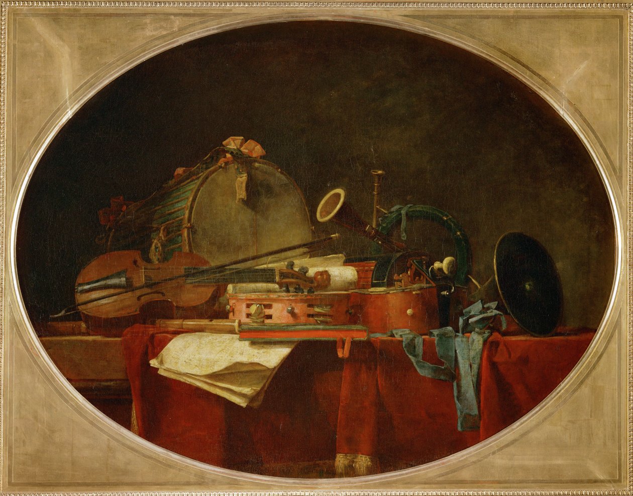 Les attributs de la music civile - Los atributos de la música civil, supraporte para el Chateau de Bellevue ... de Jean Baptiste Simeon Chardin