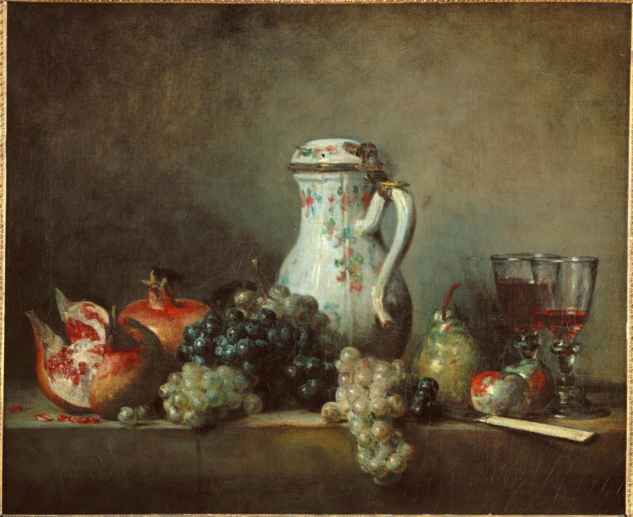 Uvas y granadas - pasas y granadas ... de Jean-Baptiste Simeon Chardin