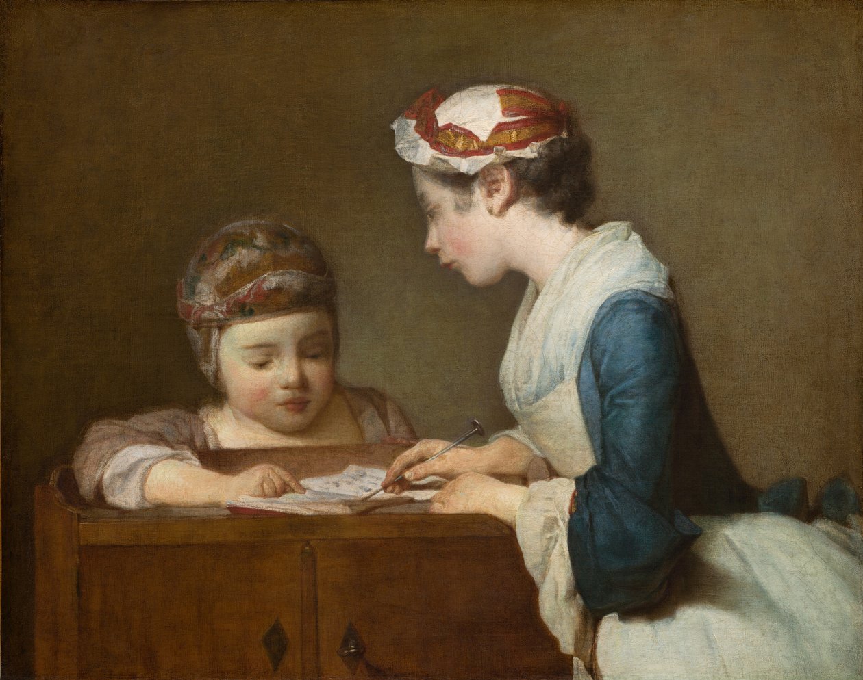 La pequeña maestra, después de 1740 (óleo sobre lienzo) de Jean Baptiste Simeon Chardin