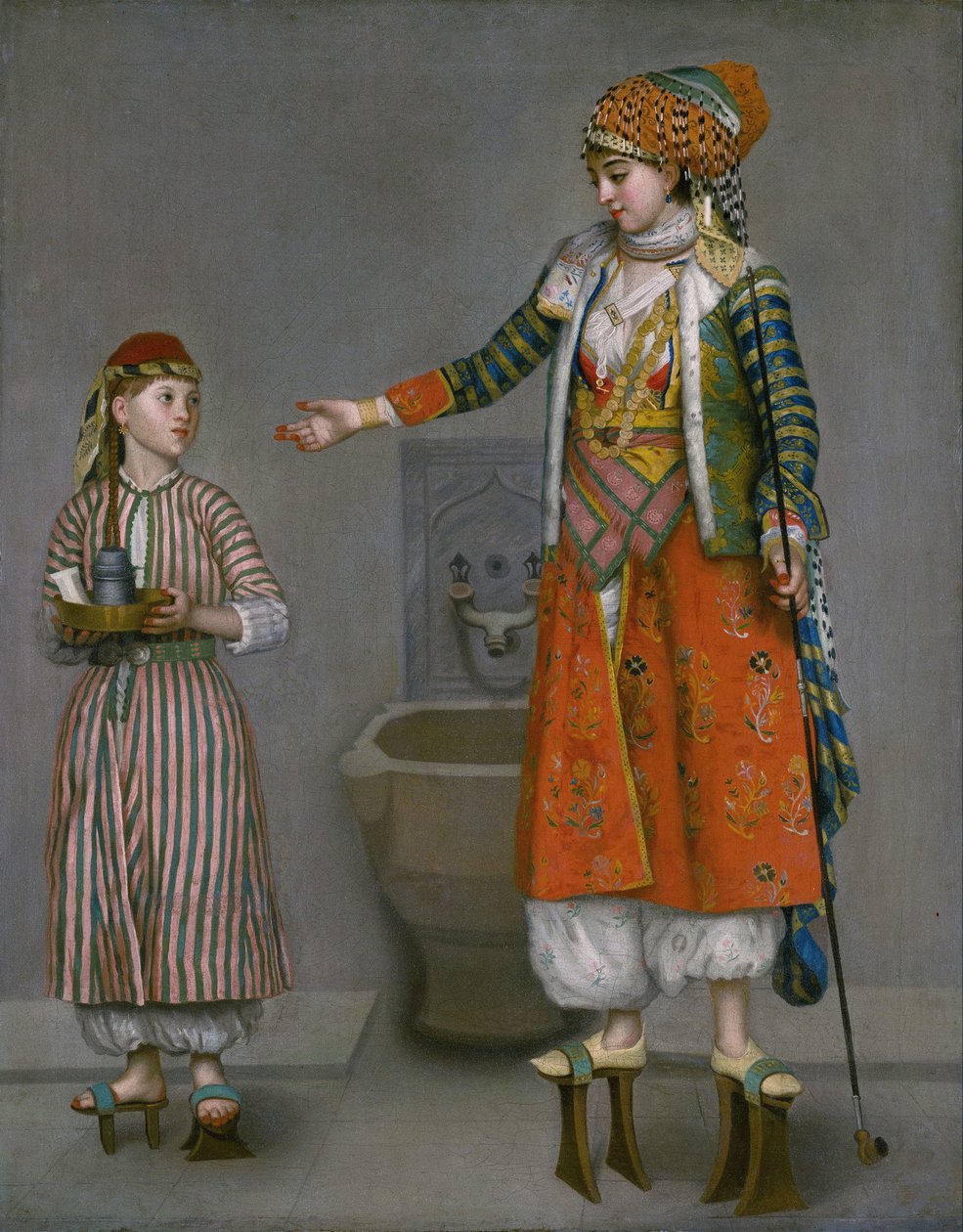 Una dama con vestido turco y su sirviente de Jean-Étienne Liotard
