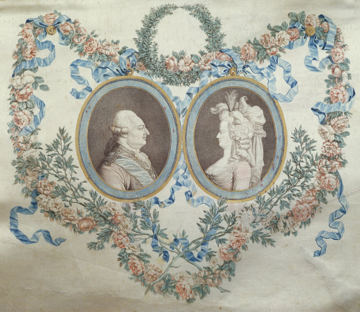 Tapa de bombonera que representa a Luis XVI (1754-93) y María Antonieta (1752-93), c.1785 de Jean Francois Janinet