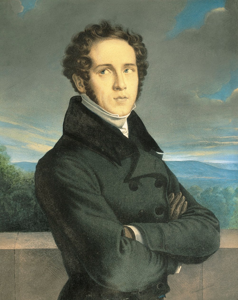 Italia, Milán, Retrato del compositor de ópera italiano Vincenzo Bellini (1801 - 1835) de Jean Francois Millet
