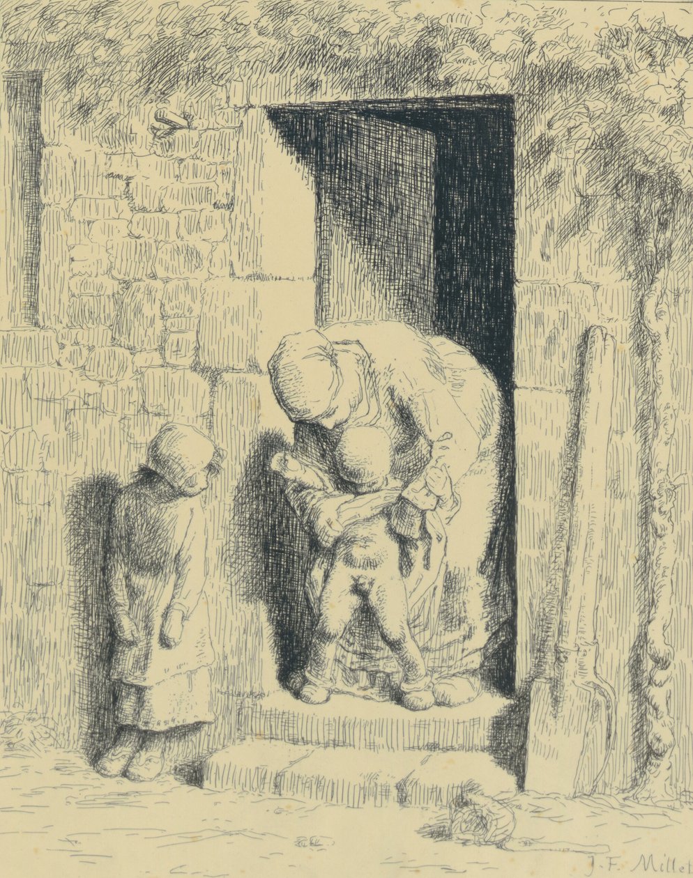 Precaución maternal de Jean-Francois Millet