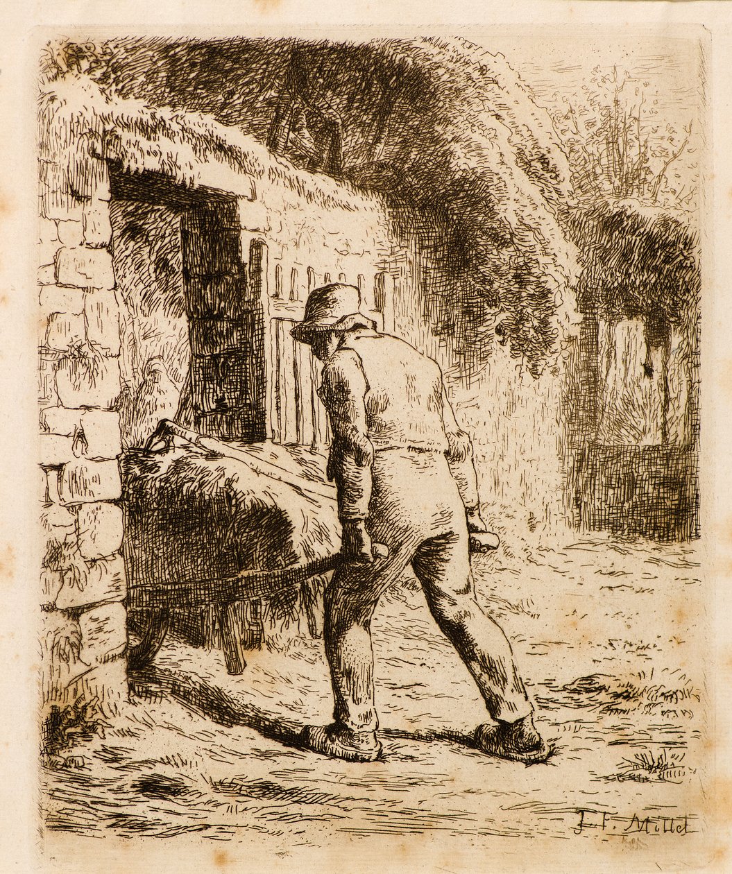 Hombre con carretilla de Jean Francois Millet