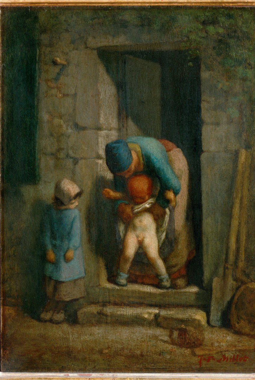Precaución maternal (pintura sobre lienzo) de Jean-Francois Millet