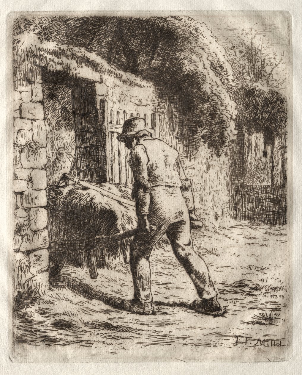 Campesino con una carretilla de Jean-Francois Millet