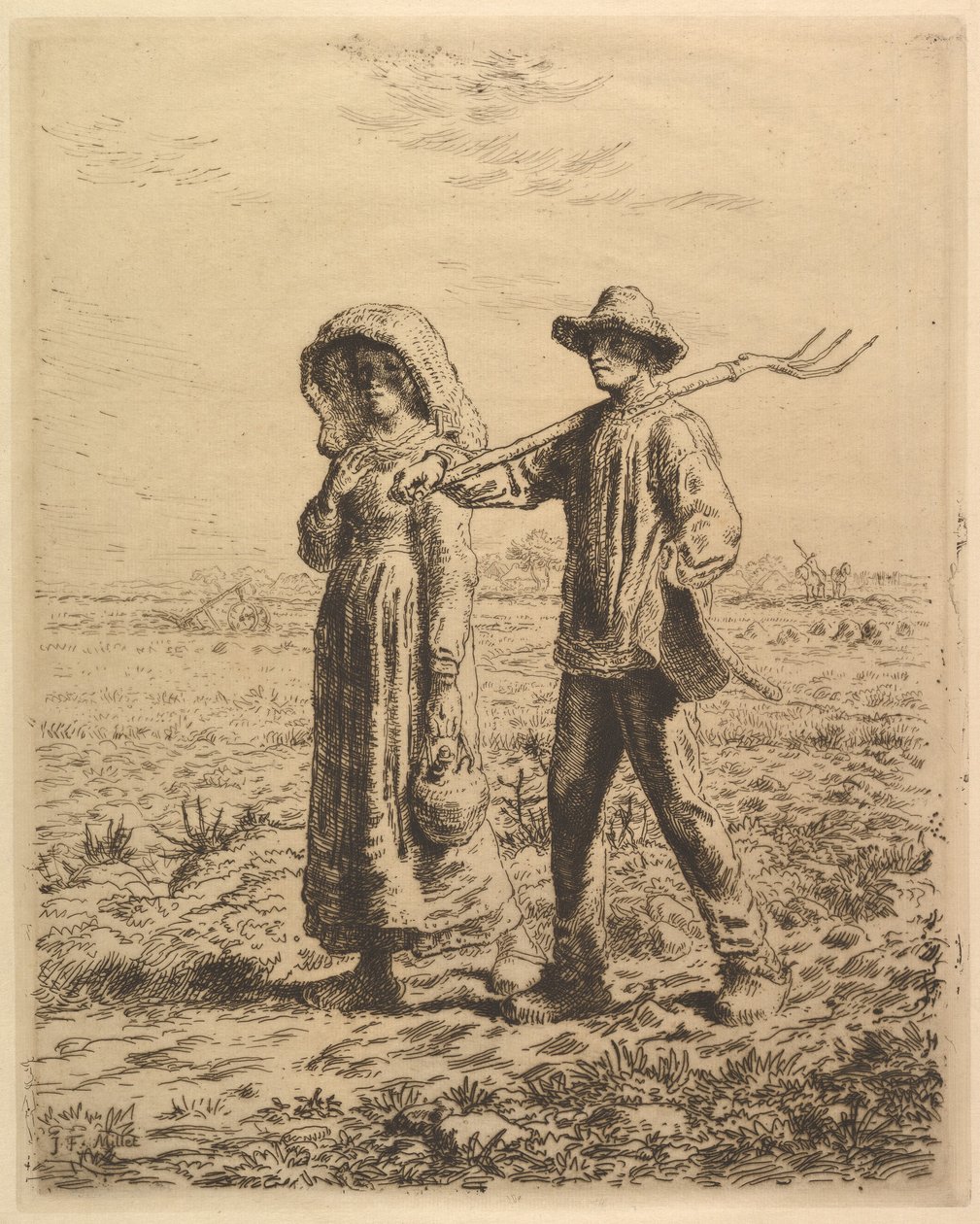 Campesinos camino al trabajo de Jean-Francois Millet