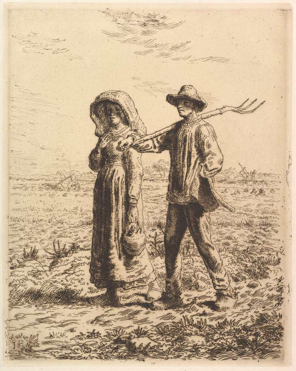 Campesinos camino al trabajo de Jean-Francois Millet