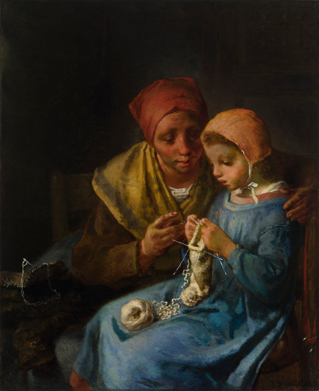La lección de tejer de Jean-Francois Millet