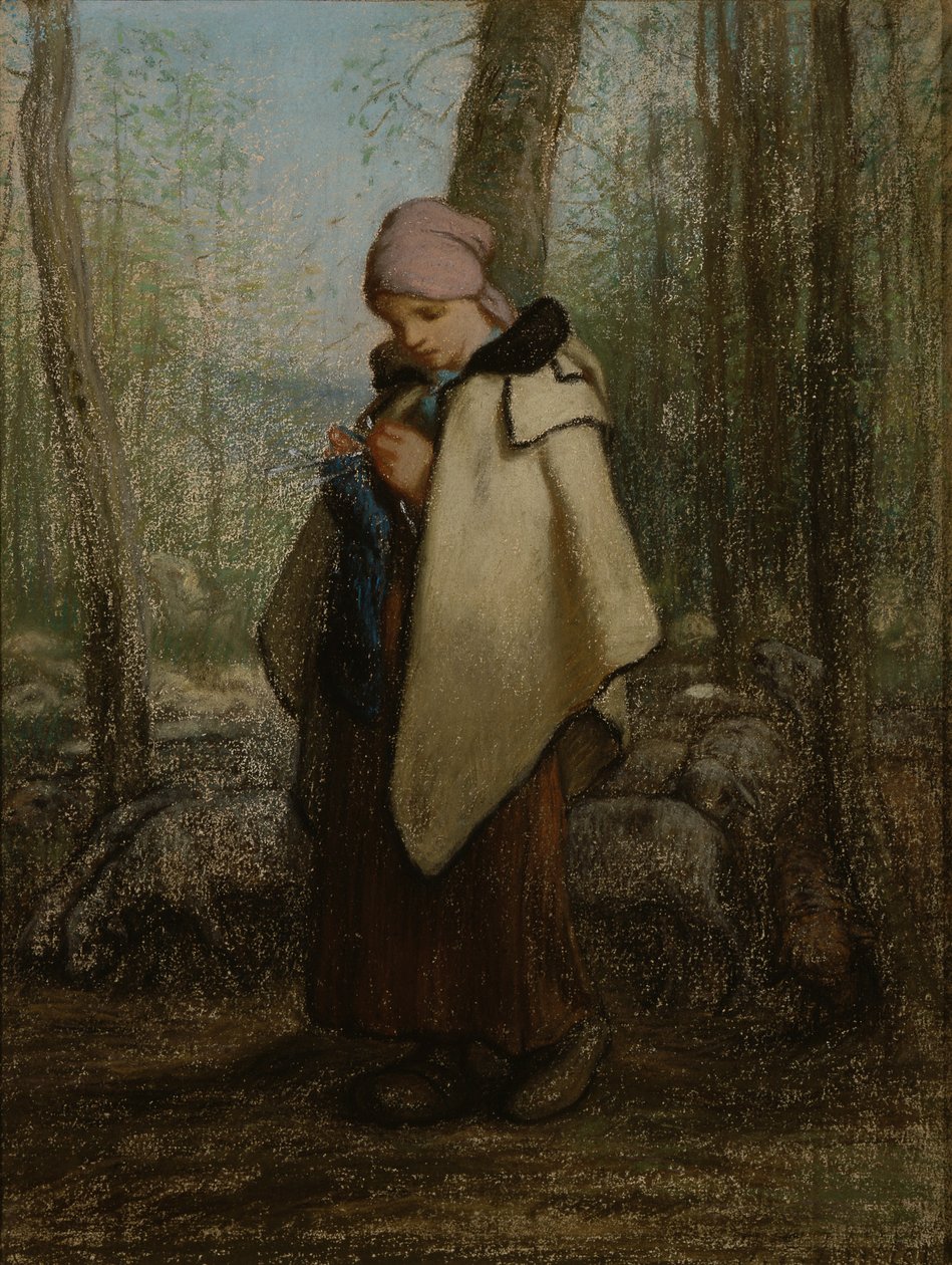 La pastora tejedora de Jean-Francois Millet