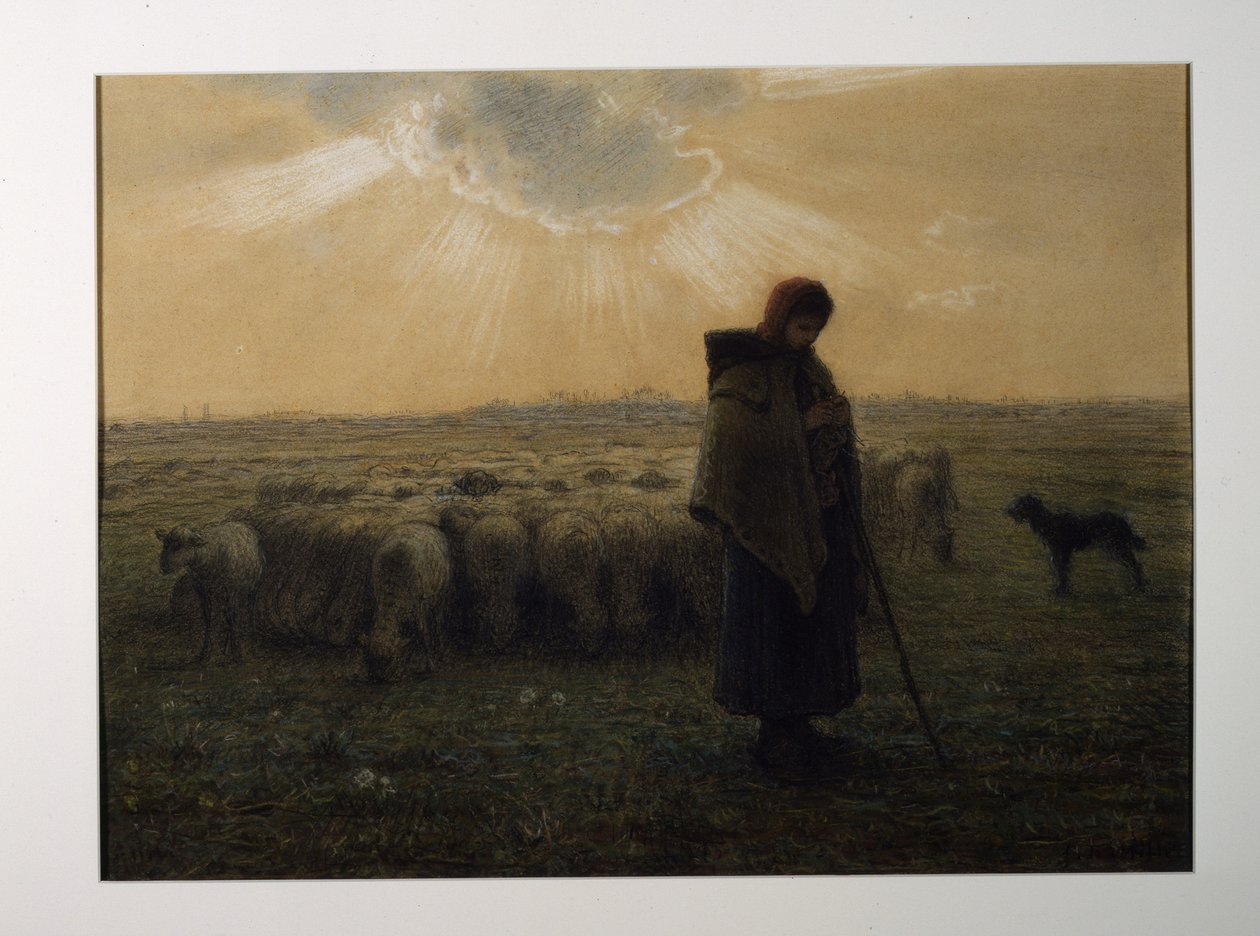 La pastora y su rebaño de Jean-Francois Millet