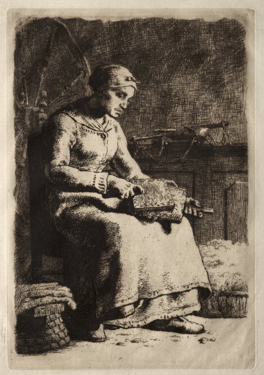 Mujer Cardando Lana de Jean-Francois Millet