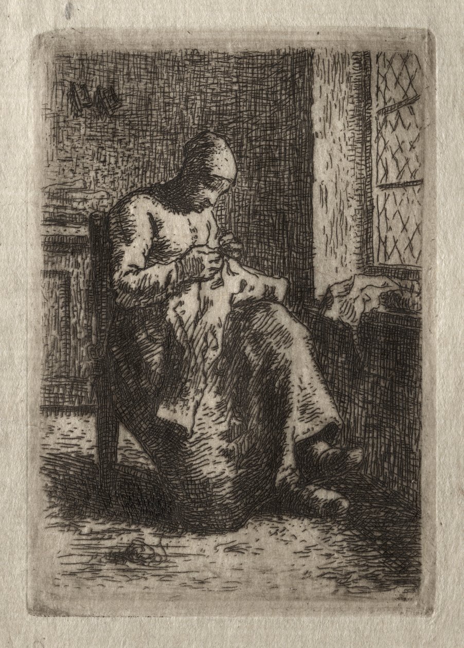 Mujer Cosiendo de Jean-Francois Millet