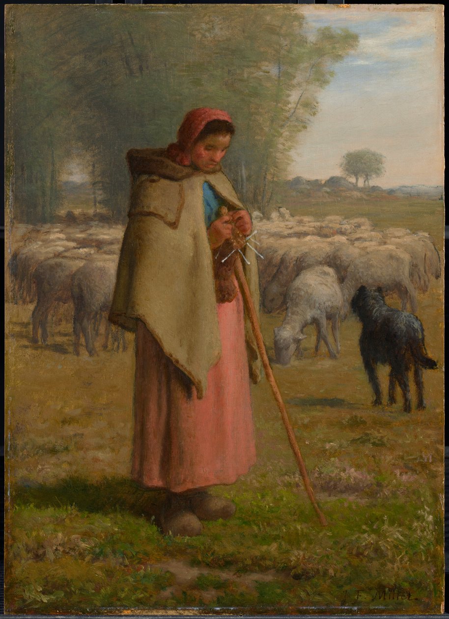 Joven cuidando sus ovejas de Jean-Francois Millet