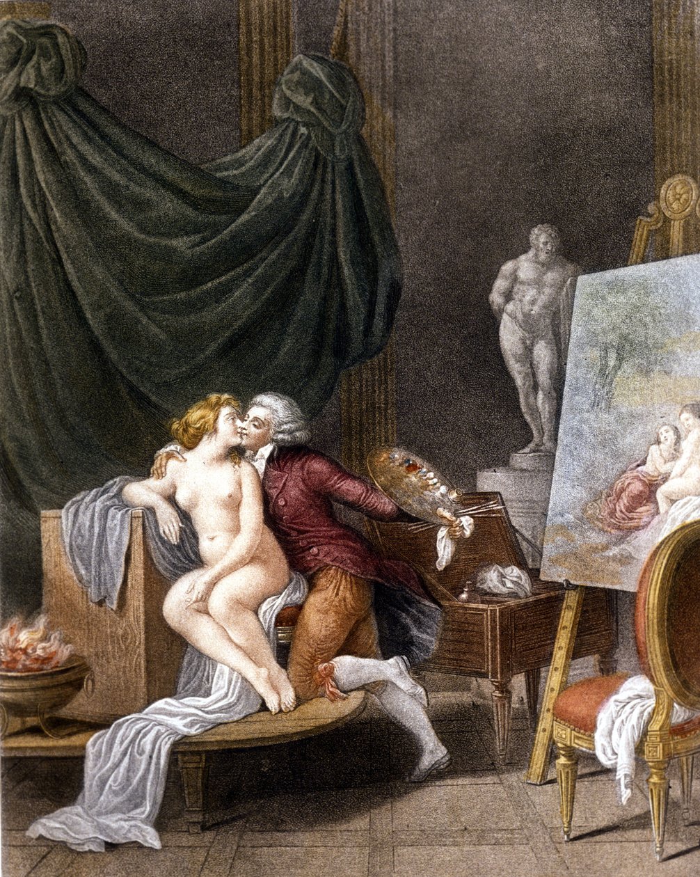 Schall: una escena galante entre el pintor y su modelo de Jean Frederic Schall
