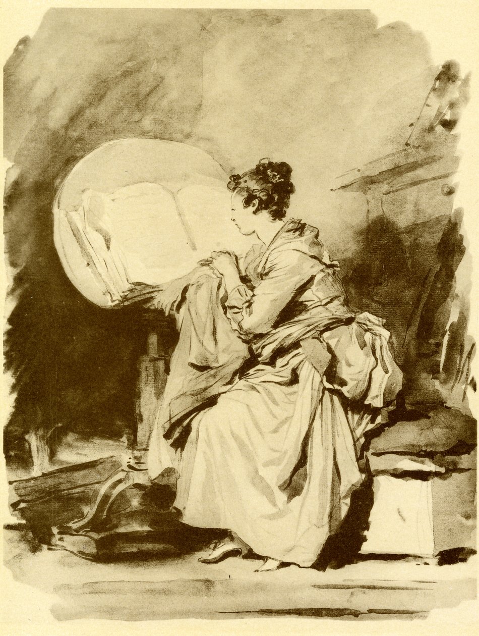 Chica leyendo sentada en una mesa plegable de Jean Honore Fragonard