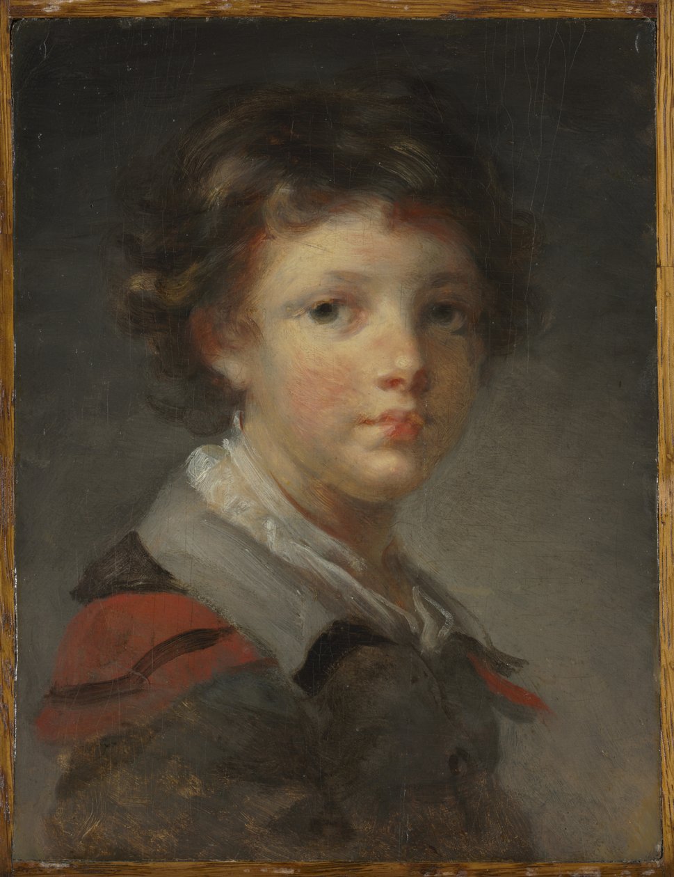 Un niño con una capa forrada de rojo de Jean-Honore Fragonard