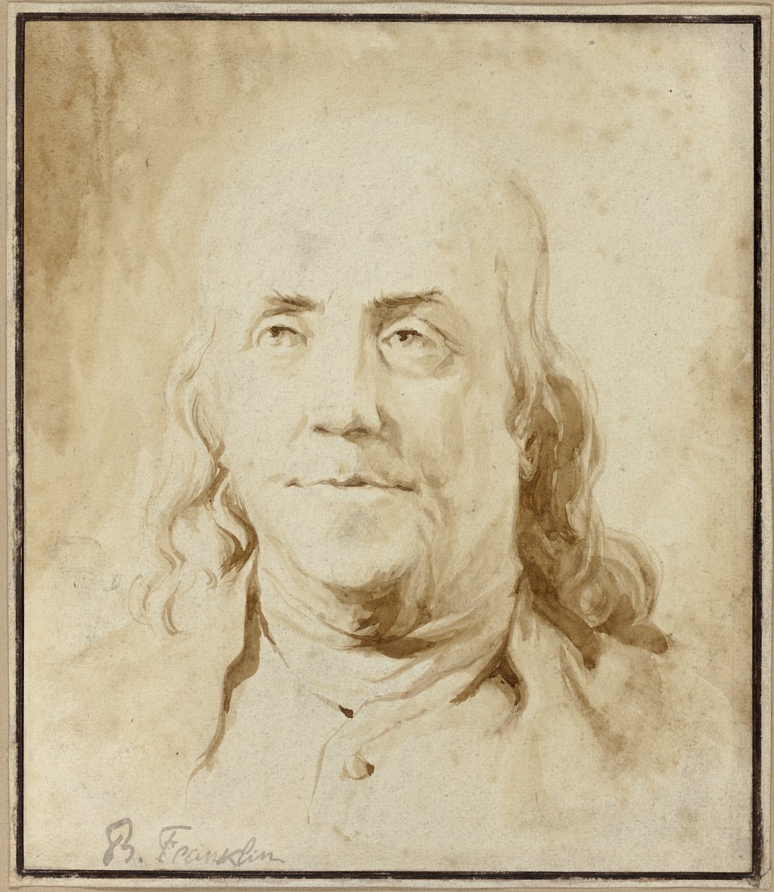 Benjamin Franklin, c.1778 (pincel y tinta marrón) de Jean Honore Fragonard
