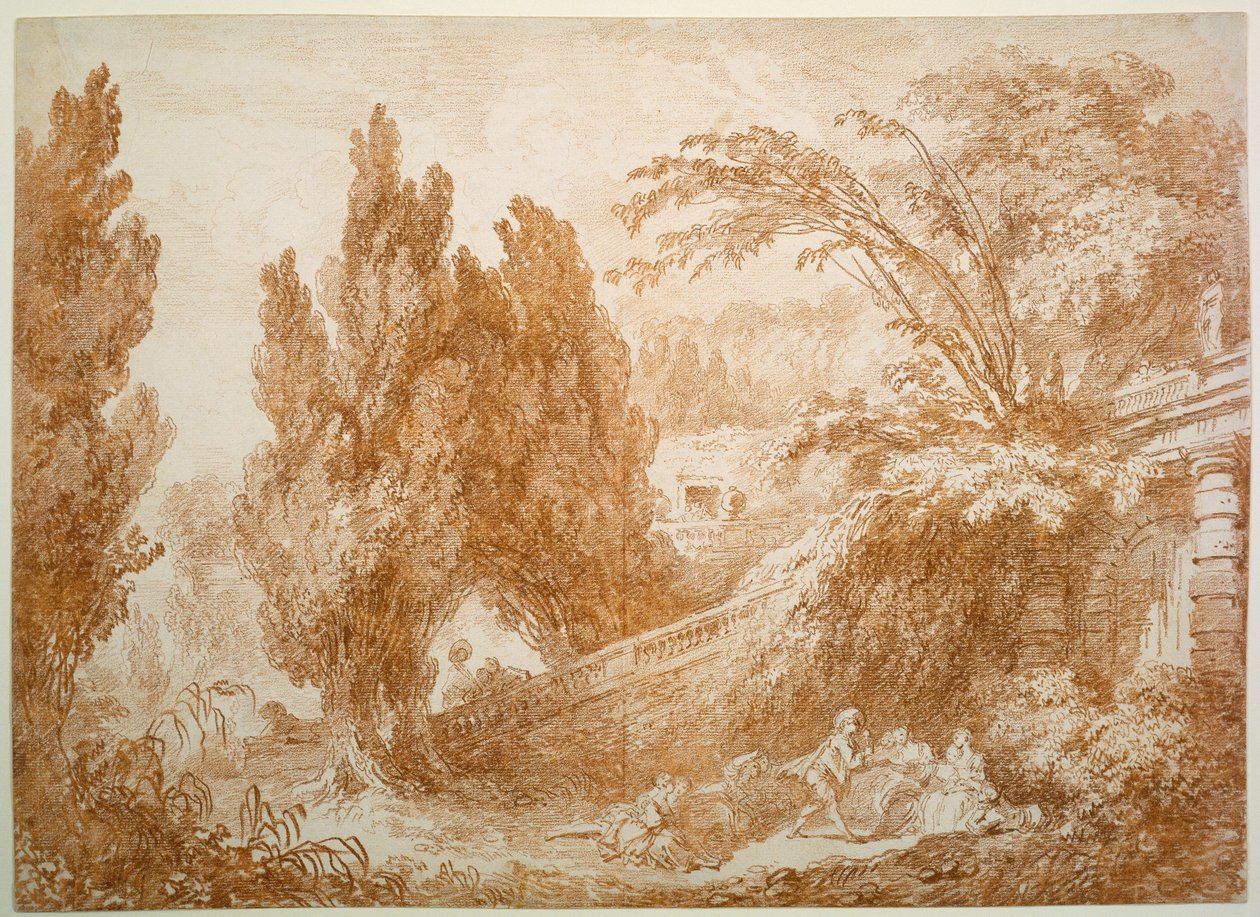Parklandschaft mit fröhlicher Gesellschaft de Jean-Honore Fragonard