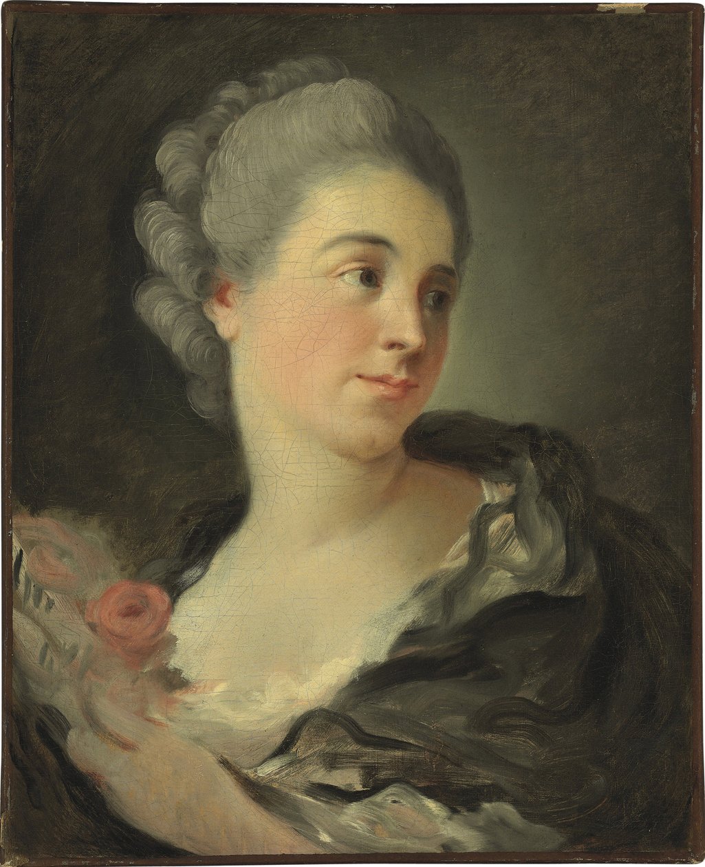 Retrato de Marie Therese Colombe - Pintura de Jean Honore Fragonard (1732-1806), óleo sobre lienzo, 49x40 cm - (Retrato de Marie-Therese Colombe, Óleo sobre lienzo de Jean-Honore Fragonard) - Colección privada de Jean Honore Fragonard