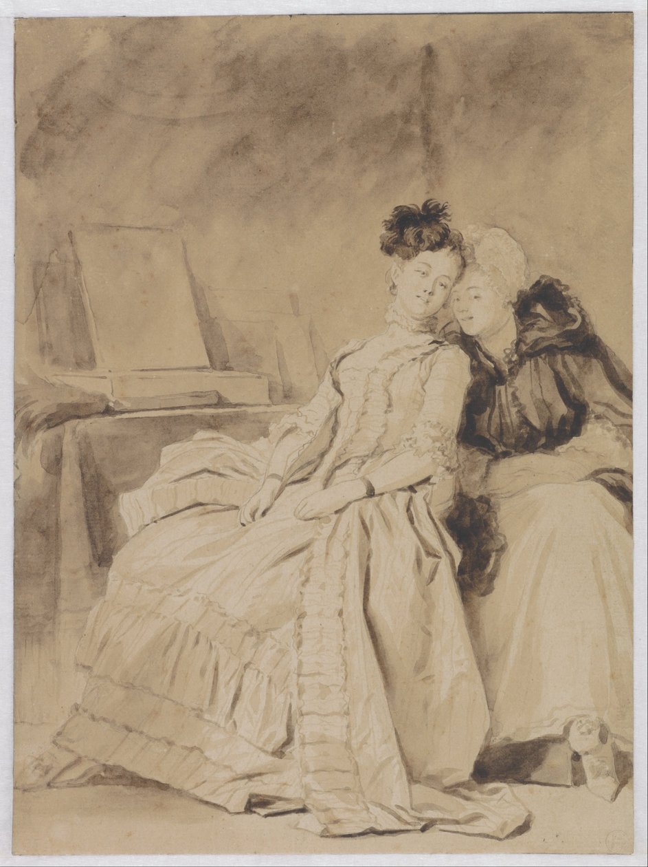 La conversación íntima, c.1778-80 (lápiz, pluma, pincel, tinta marrón y negra sobre papel) de Jean-Honore Fragonard