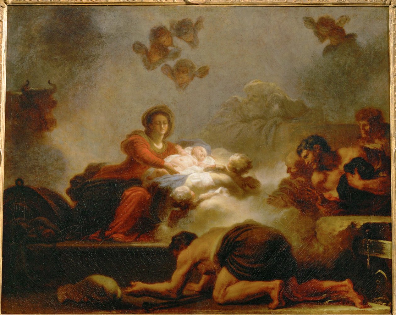 La adoración de los pastores ... de Jean Honore Fragonard