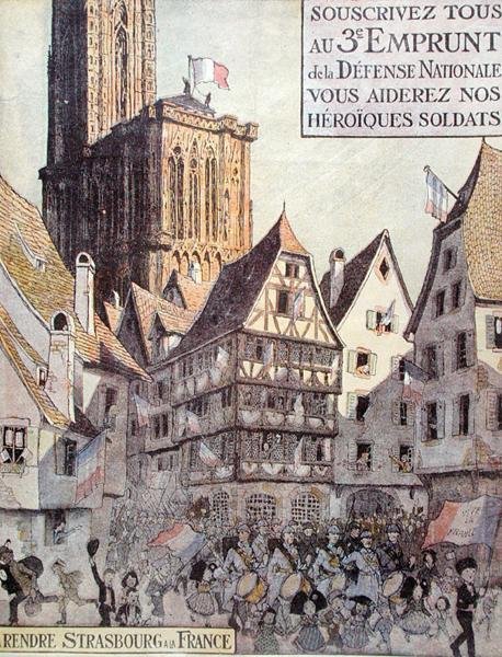Cartel publicitario del Tercer Préstamo de Defensa Nacional, emitido en ayuda de Alsacia, Primera Guerra Mundial de Jean Jacques Waltz