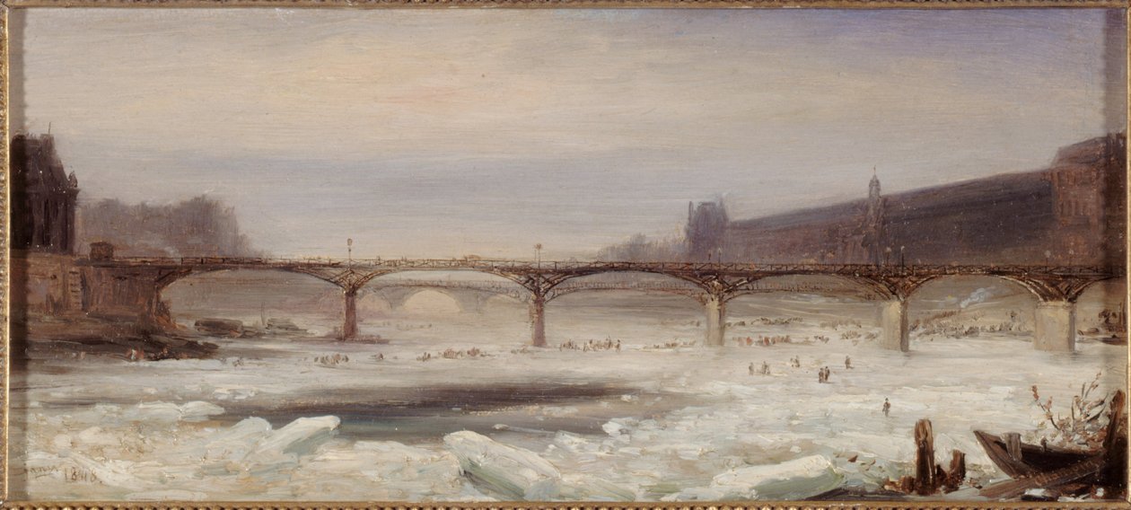 El Sena y el Puente de las Artes, enero de 1848 de Jean Jacques Champin