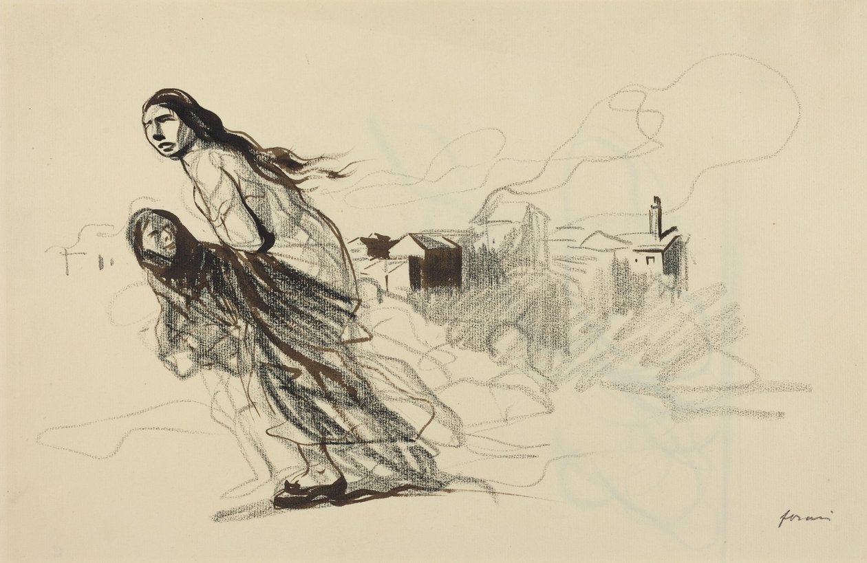 Después de Douai, probablemente 1918 (dibujo a tinta) de Jean-Louis & Caran D