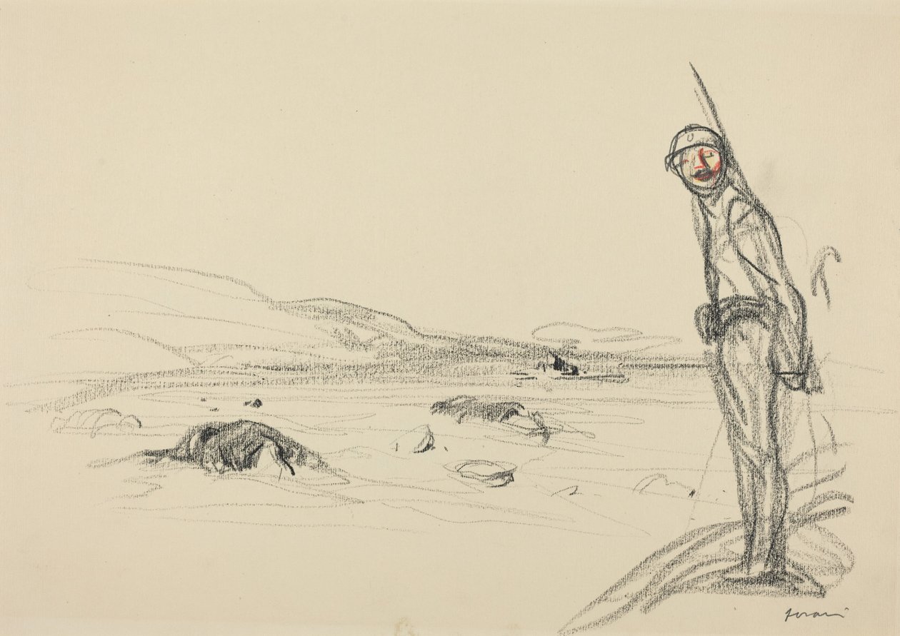 A lo largo del Marne, probablemente 1918 (lápiz sobre papel) de Jean-Louis & Caran D
