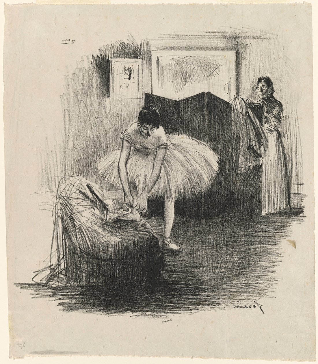 Bailarina atándose la zapatilla de Jean-Louis Forain