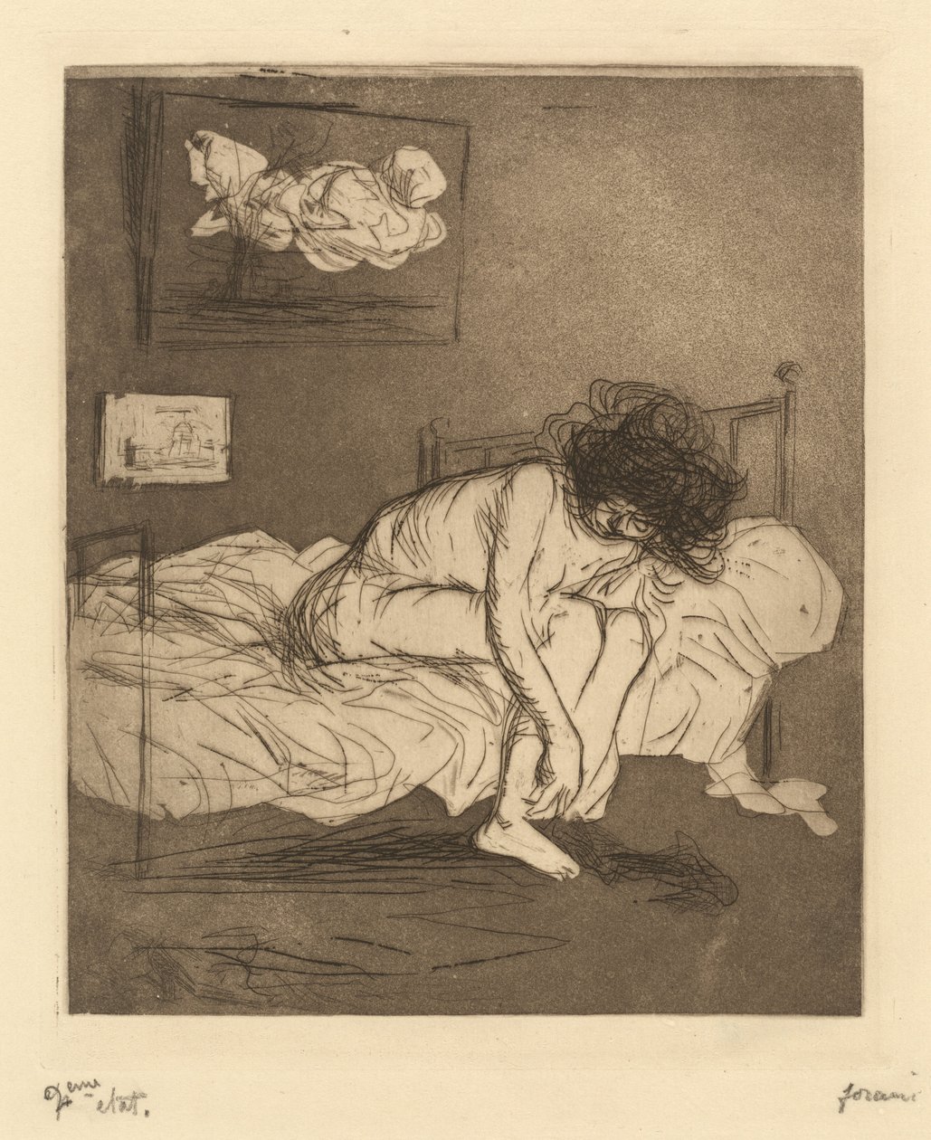Mujer poniéndose las medias (Woman Putting On Her Stockings) de Jean-Louis Forain