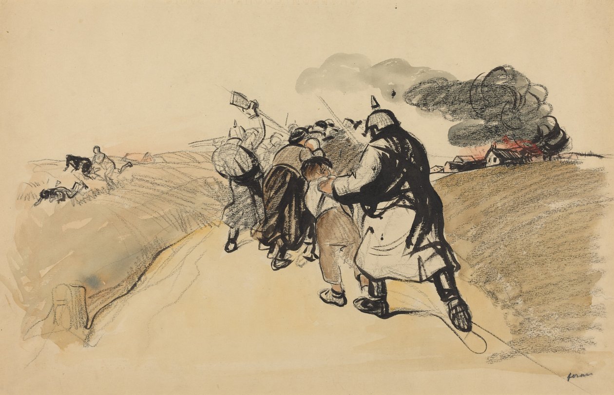 Incursión alemana en un pueblo de Jean-Louis Forain