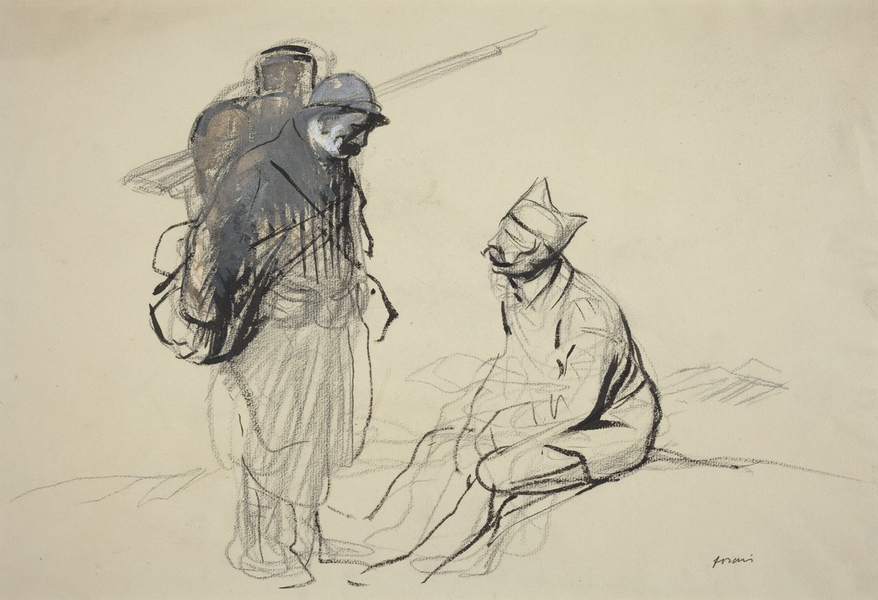 Poilu y Tommy charlando de Jean-Louis Forain