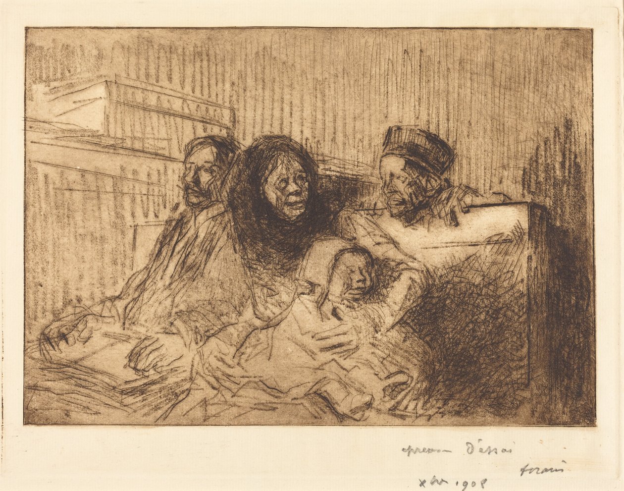 Testigos en la vista (2.ª lámina) (Evidence at the Hearing) (second plate) de Jean-Louis Forain