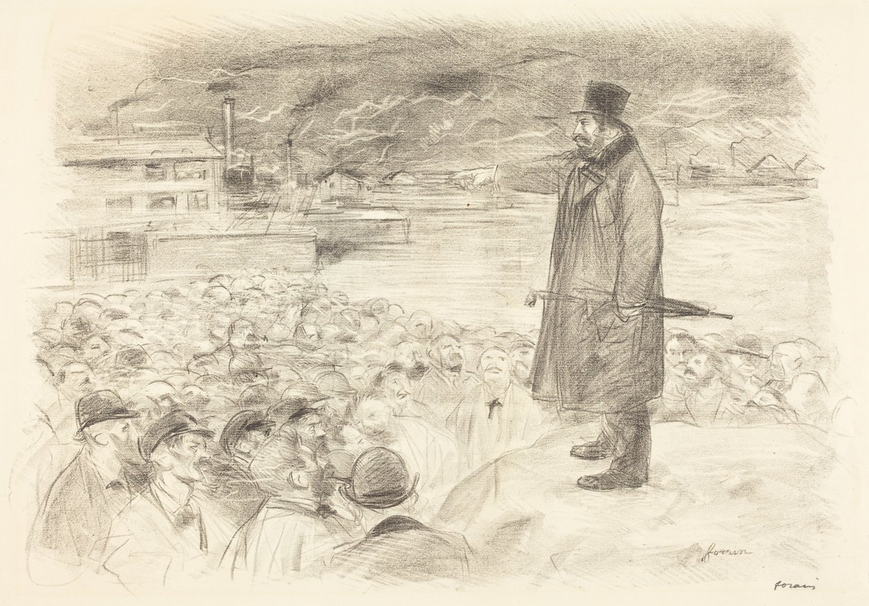 a) Escena de una huelga (tercera lámina) (recto); b) Sin título (verso) de Jean-Louis Forain