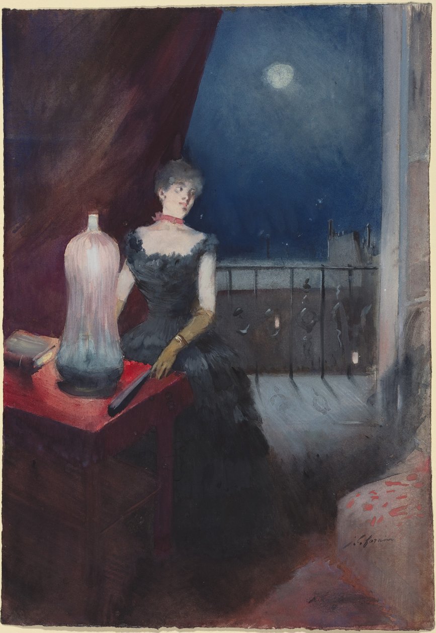 a) Mujer de pie con abanico (recto); b) Estudio de un hombre y una mujer (verso) de Jean-Louis Forain