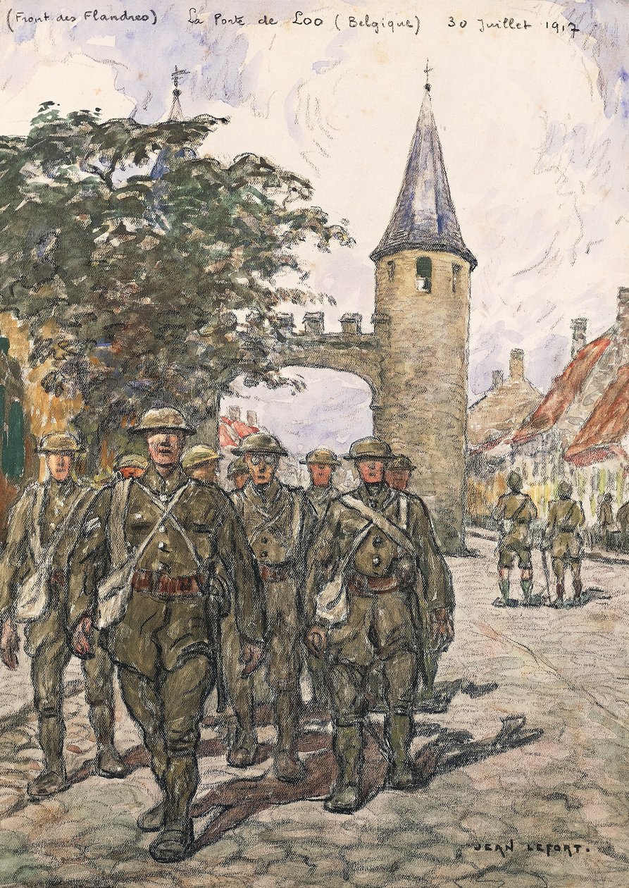 Frente de Flandes, puerta de Loo (Bélgica), 30 de julio de 1917 (acuarela sobre papel) de Jean Louis Lefort