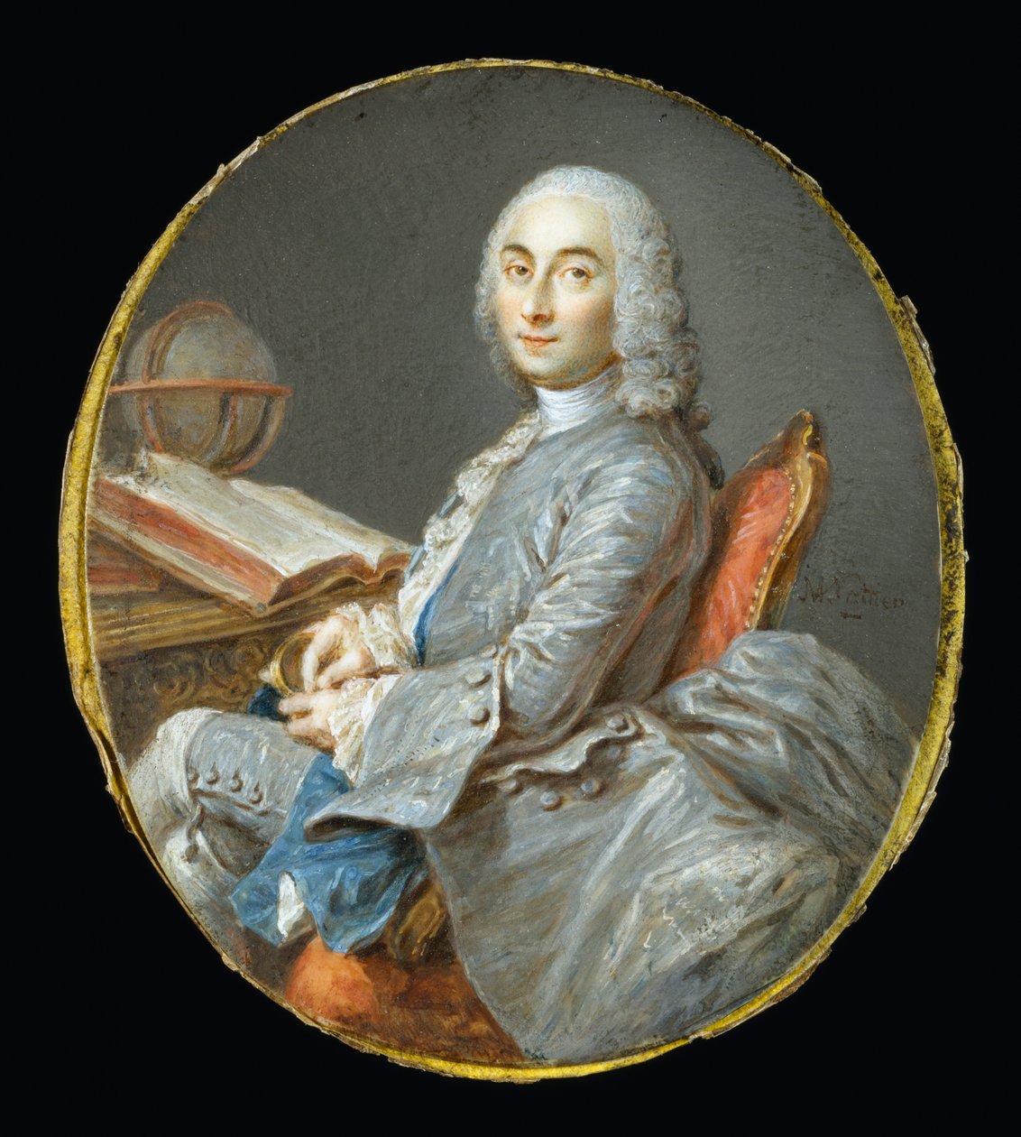 Retrato en miniatura de César François Cassini de Thury de Jean-Marc Nattier