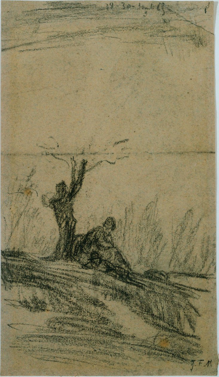 Figura sentada bajo un árbol de Jean Francois Millet