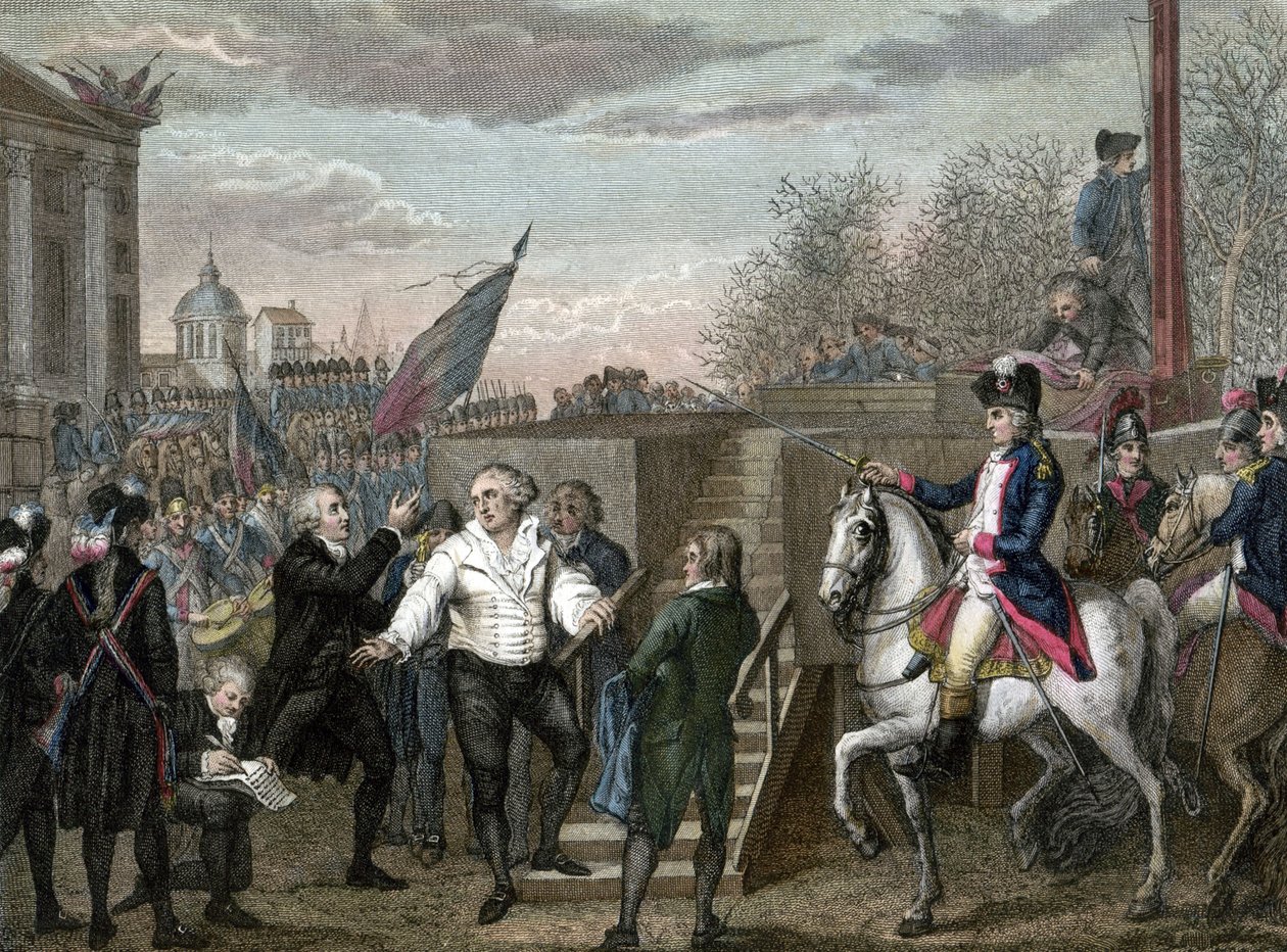 Revolución Francesa : muerte de Luis XVI guillotinado en París de Jean (after) Duplessis Bertaux