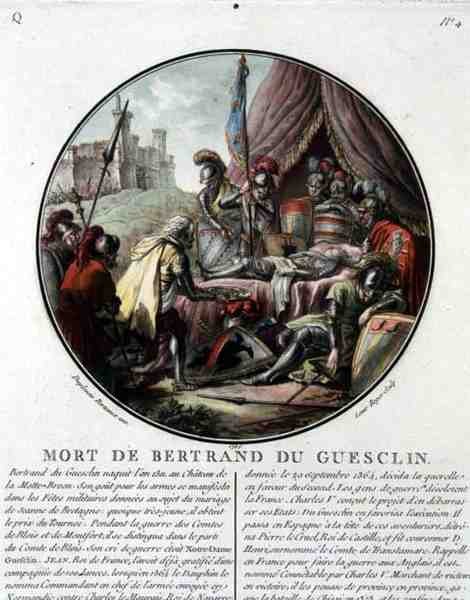 La Muerte de Bertrand du Guesclin (1311-80) grabado por Louis Roger de Jean (after) Duplessis Bertaux
