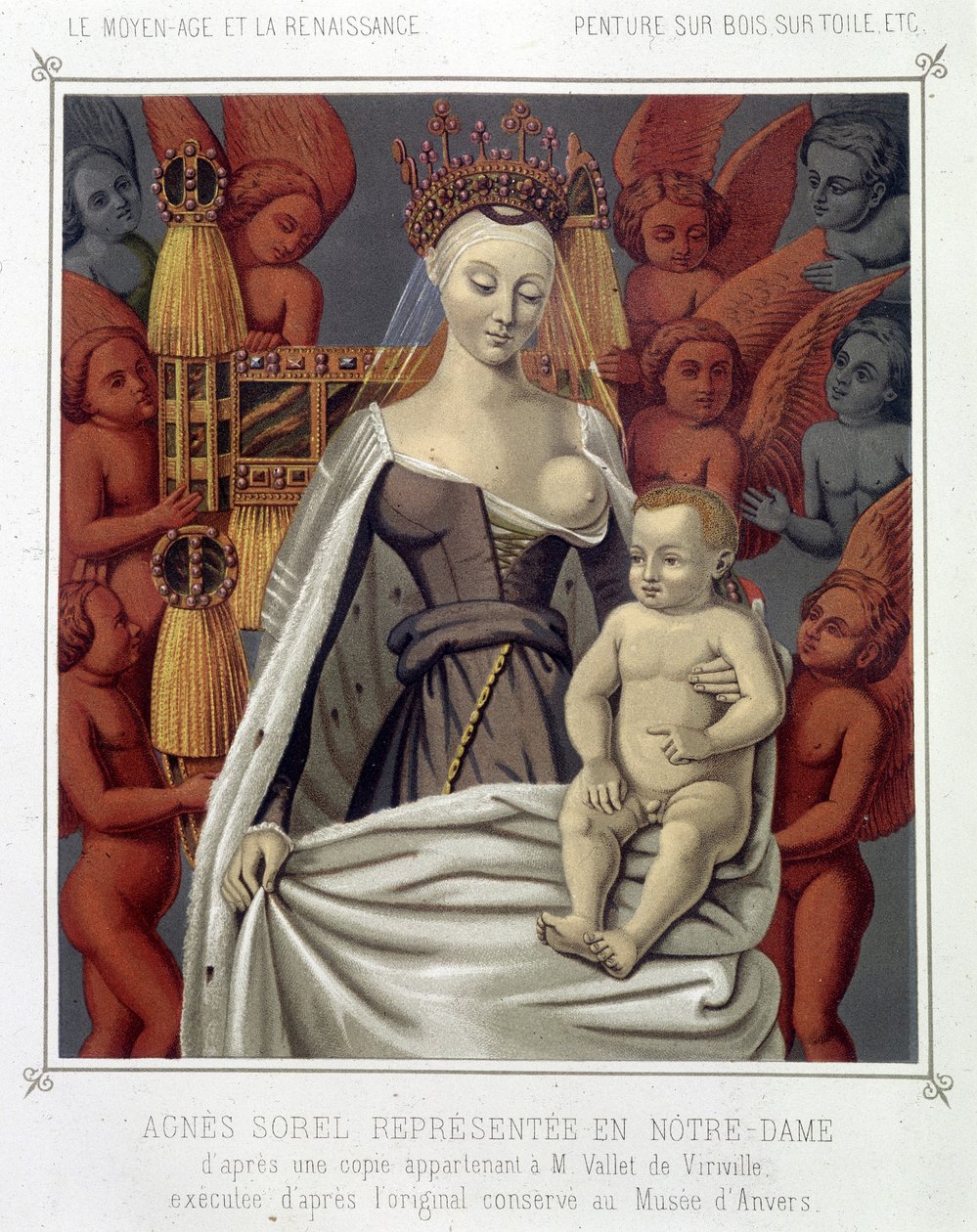 Agnès Sorel (1422-1450) (Dama de Beaute-sur-Marne) representada en Notre Dame de Jean (after) Fouquet
