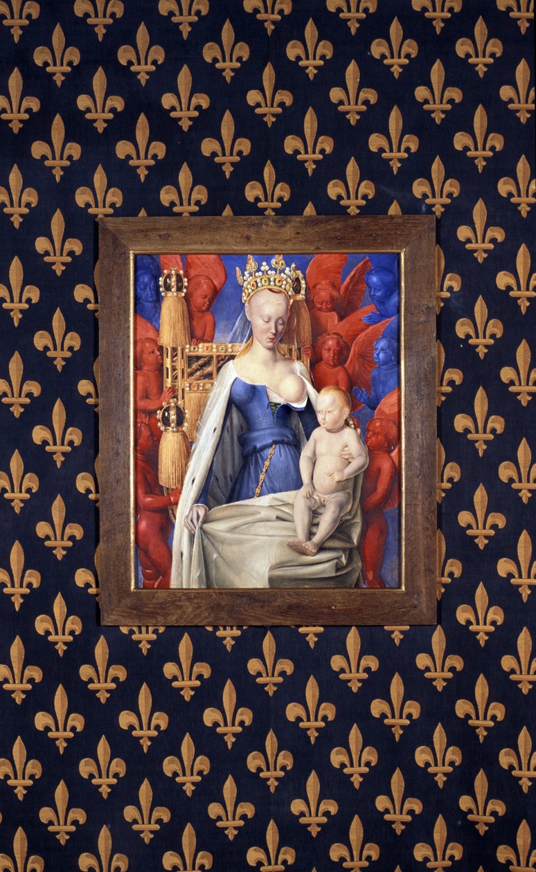 La Virgen lactante con un abrigo de armiño representada como Agnes Sorel (después de la Virgen de Amberes, por Jean Fouquet, circa 1452-1455) de Jean (after) Fouquet