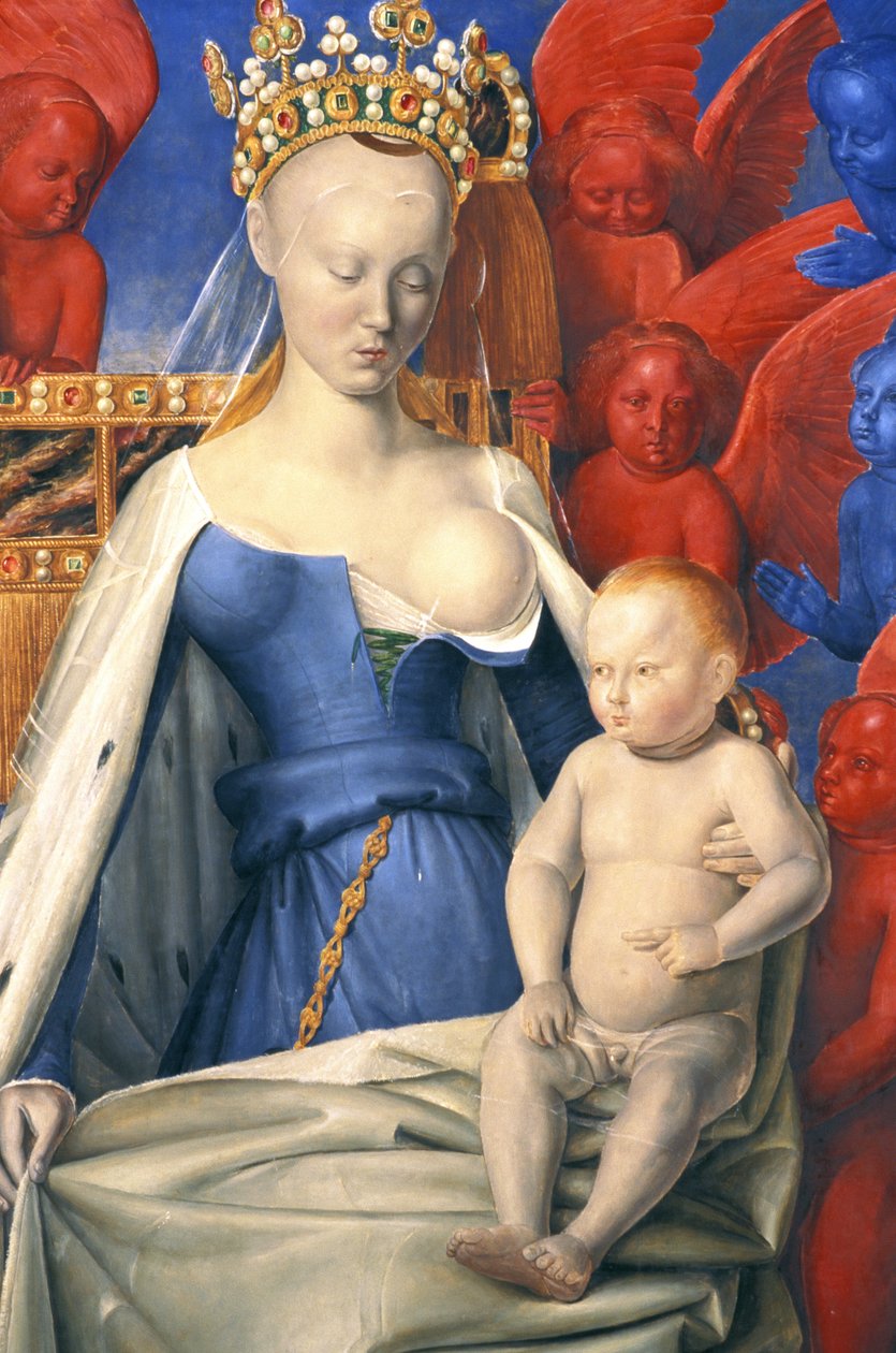 La Virgen lactante con abrigo de armiño representada como Agnes Sorel (detalle) (después de la Virgen de Amberes, por Jean Fouquet, circa 1452-1455) de Jean (after) Fouquet