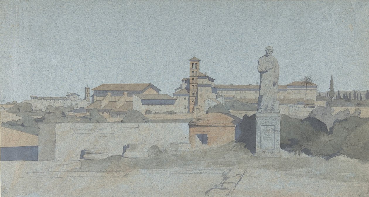 SS. Giovanni e Paolo, visto desde la Villa Mattei, Roma de Jean Achille Benouville