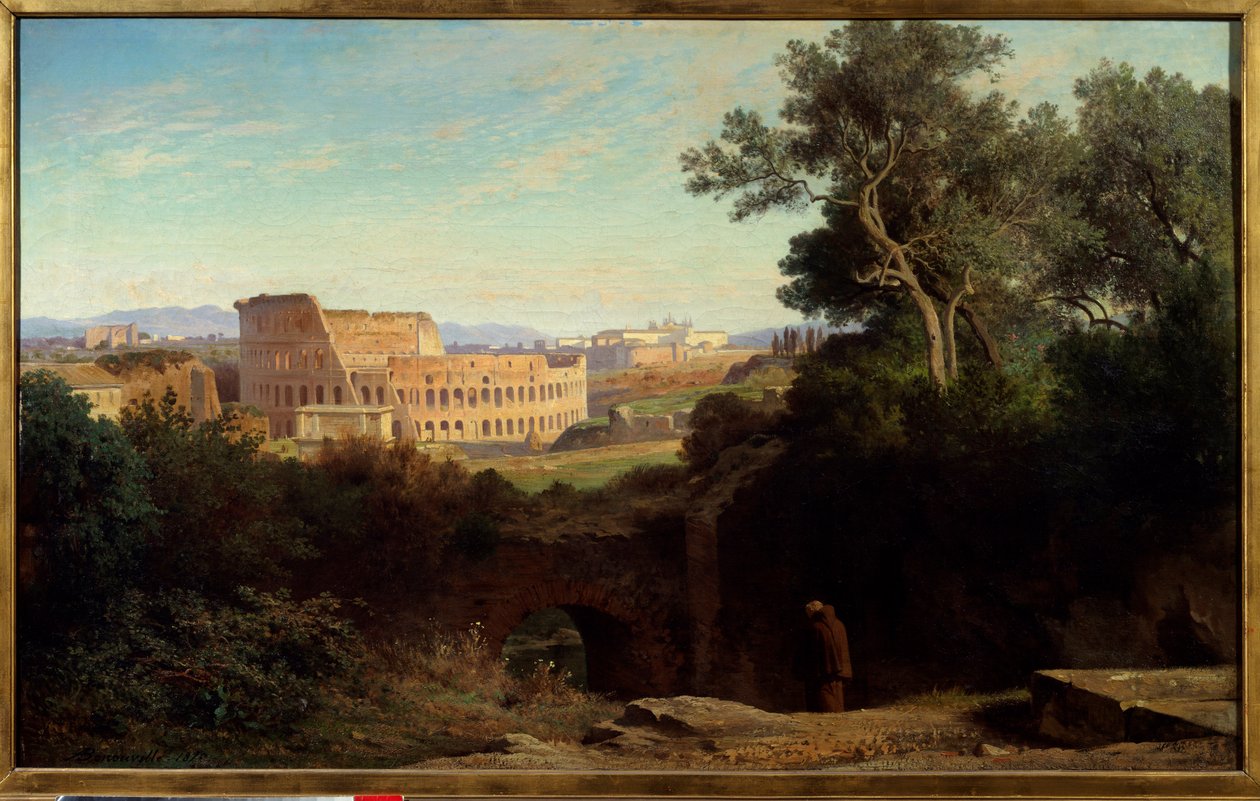 Vista del Coliseo desde el Monte Palatino en Roma de Jean Achille Benouville