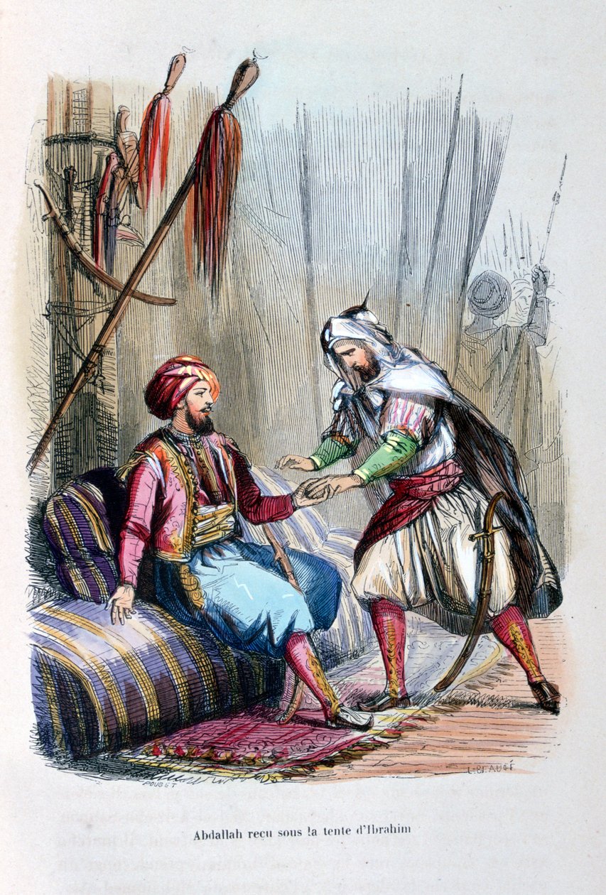 Abdullah recibido en la tienda de Ibrahim Pasha, 1818, c1847 de Jean Adolphe Beauce