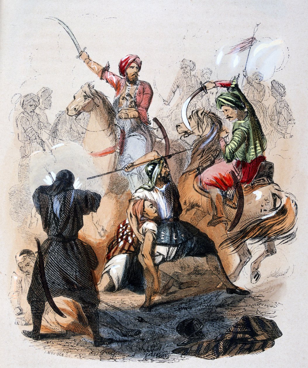 Ibrahim Pachá (1789-1848) en el campo de batalla, durante la campaña contra los wahabíes de Jean Adolphe Beauce