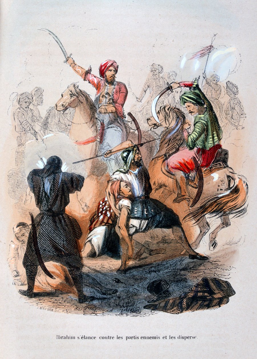 Ibrahim Pasha luchando contra los Wahabis, Arabia Saudita, 1811-1818 de Jean Adolphe Beauce